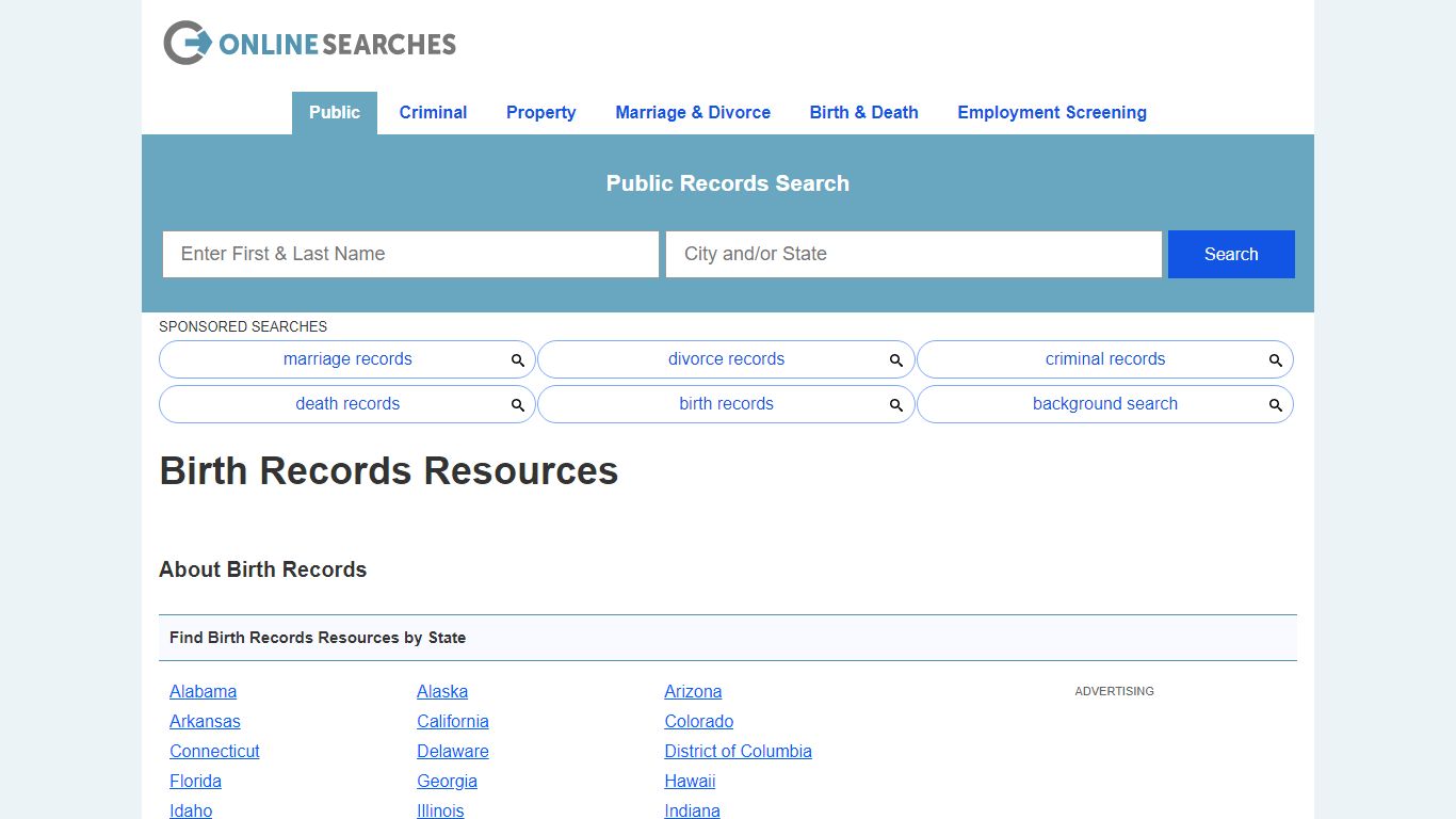 Birth Records Search Directory - Free Public Records Directory